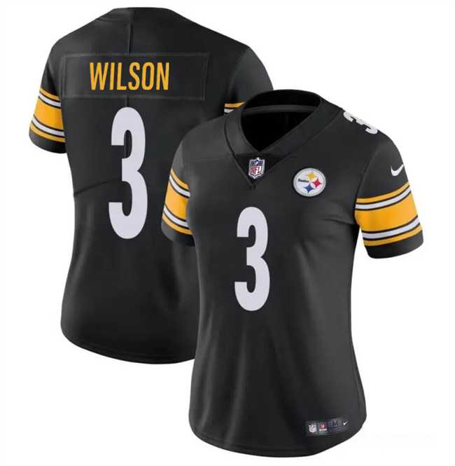 Women%27s Pittsburgh Steelers #3 Russell Wilson Black Vapor Football Stitched Jersey Dzhi